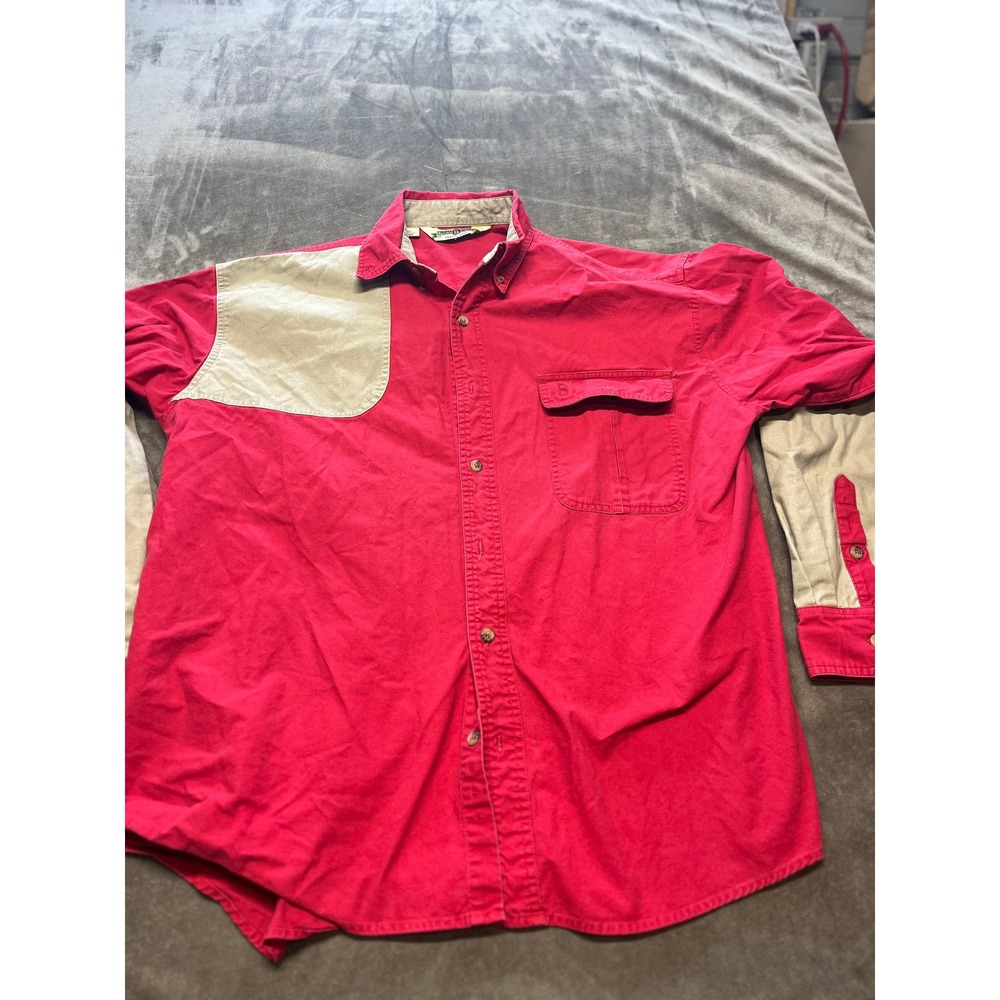Bob Allen Mens XL Long Sleeve Shooting Shirt red Quilted Shoulder Hunting